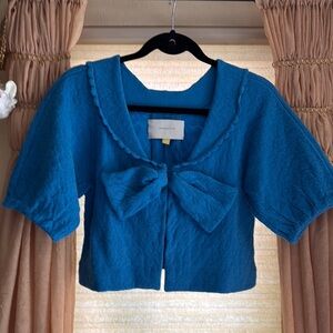 Anthropologie Leifsdottir Short-Sleeve Bow Cardigan